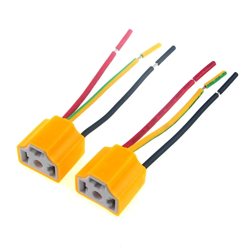 2pcs Car H4 Headlight Ceramic Bulb Holder Auto HID LED Halogen Socket Lamp Holders 9003 hb2 Connector Plug Wire | Автомобили и