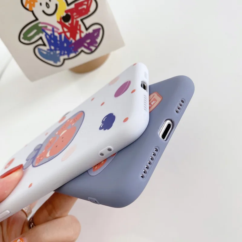 

Cartoon bear bunny phone case is suitable for iPhone11 12Pro Max mini X XR XSMax 8 7 6PluS anti-fall protective back cover