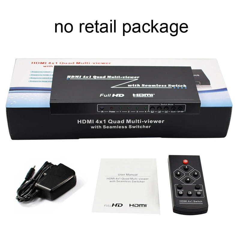 

4x1 HDMI Multiviewer Screen Splitter Seamless Switch 4 In 1 Out for PS4 PS5 Xbox DVD TV Box Laptop PC To HDTV Display Monitor