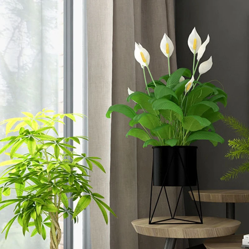 

Geometric Metal Flower Pot Stand Durable Indoor Garden Plant Holder Display Planter Iron Flower Stand Gardening Supplies Black