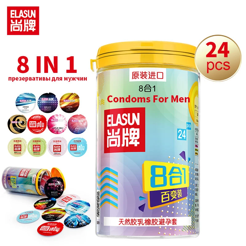 

8 Types 24 PCS Condoms Natural Latex Ultra thin Ice and Fire Dotted Double Lubricated Condom Sex Toys For Men Cock