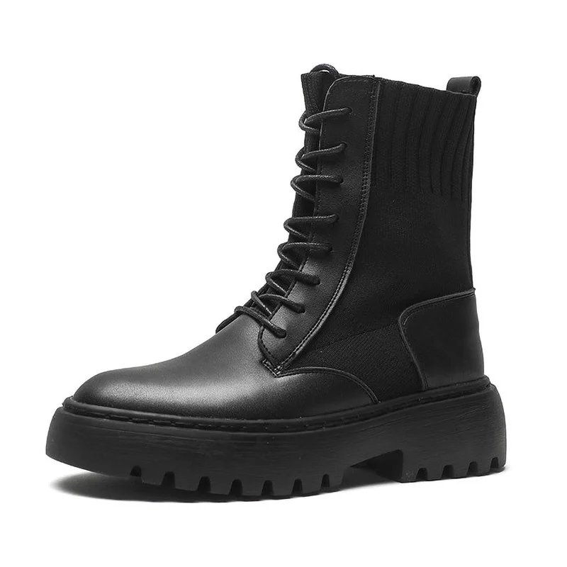 Boots Women's Short Boot Fur Women Casual Martin Autumn And Winter Socks Large Size Middle Tube Spring Black Shoes | Обувь