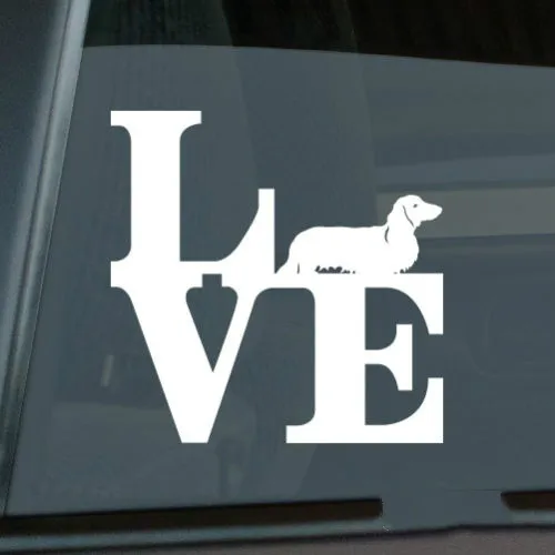 Love стикер с таксой Die Cut Vinyl - park longhaired wiener dog window decal размер (дюйма): 5 50X5 50 | Игрушки и