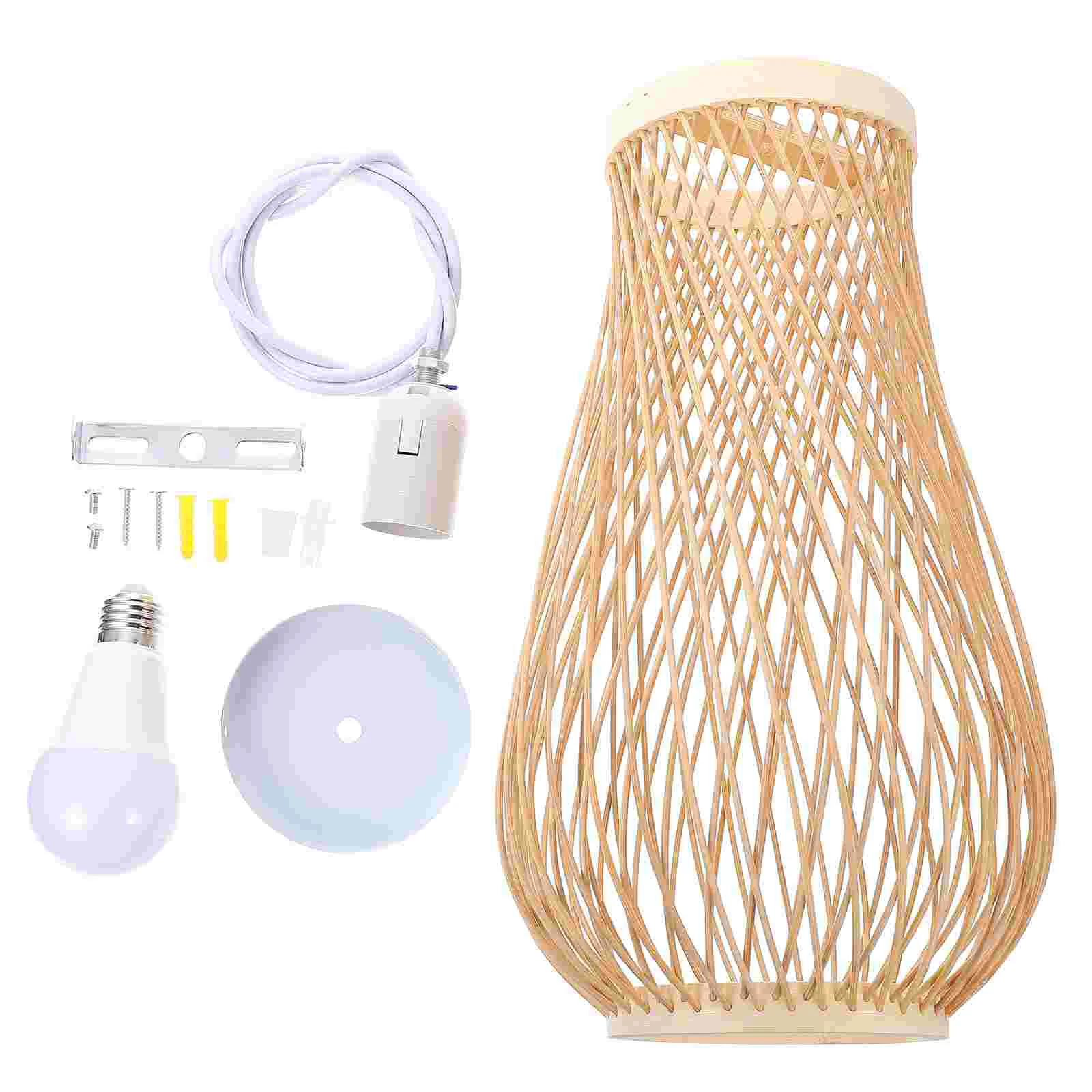 

1pc Creative Hanging Lamp Bamboo Weaving Craft Hanging Light Adornment