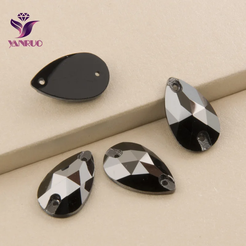 YANRUO 3230 каплевидное гематитовое стекло сшитые стразы хрустальные камни с плоской