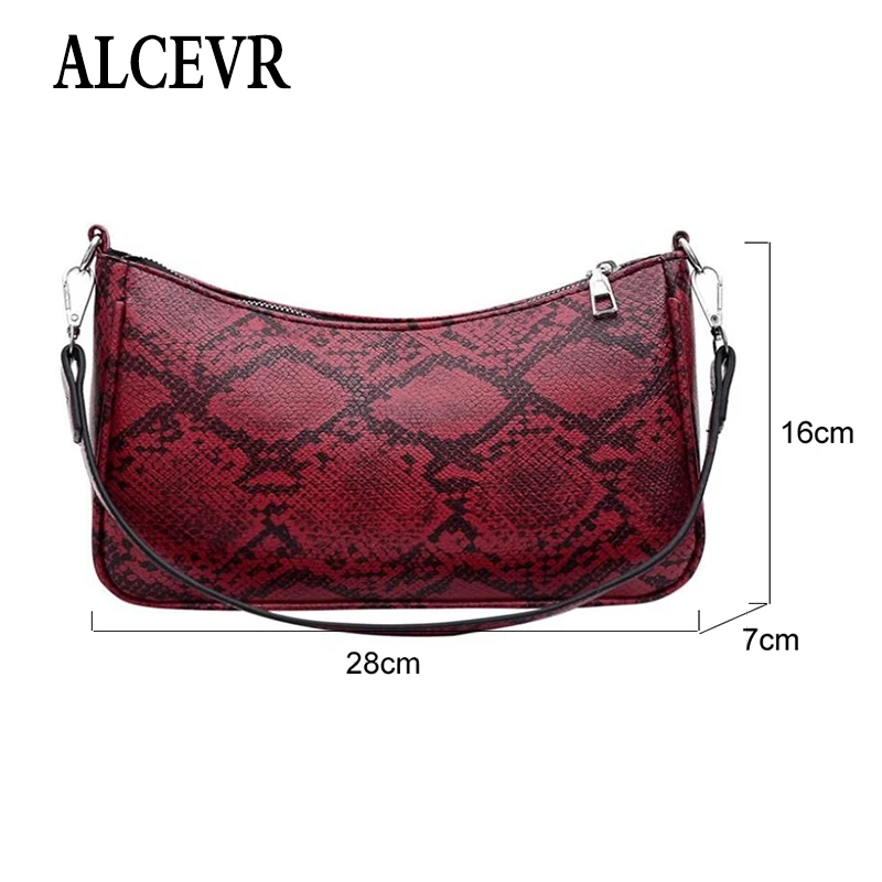 ALCEVR Serpentine PU Leather Small Messenger Bag Women Shoulder Bags Fashion Ladies Baguette Casual All-match Purse | Багаж и сумки