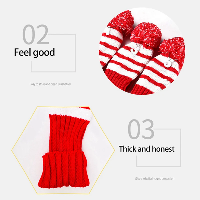 

Wear-Resistant Black/Red Golf Club Cover, Knitted Fleece Head Cover