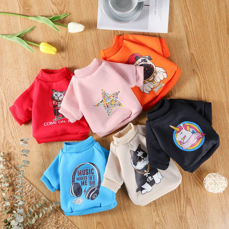 Толстовки для домашних животных на осень и зиму Разноцветные теплые домашние