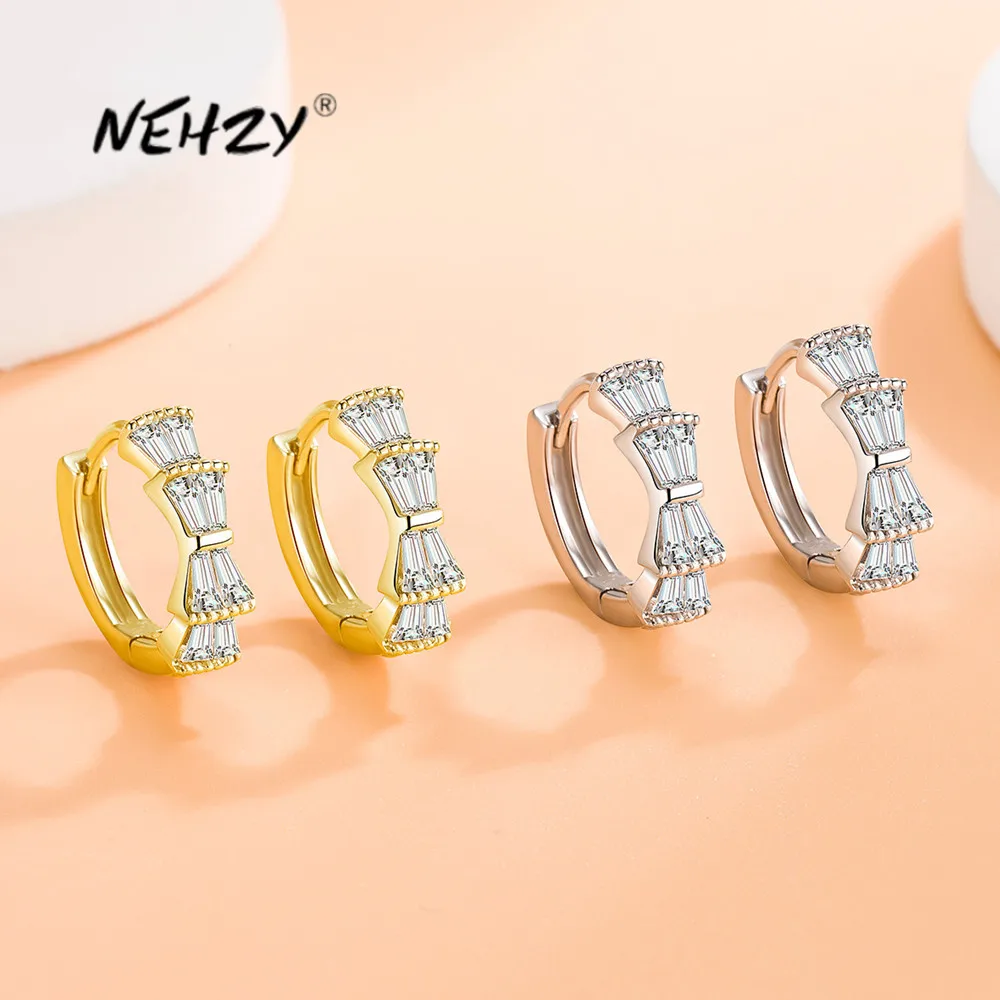 

NEHZY S925 штамп серебряные новые женские модные ювелирные изделия высокого качества с кристаллами циркония золотистый, серебристый, простой к...