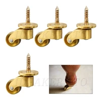 14pcs brass universal wheels with m6 threaded stem silent reinforce furniture caster wheels for sofa cabinet workbench
