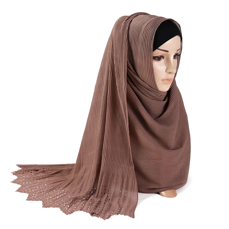 

Heavy Chiffon Hijab Scarf Shawls Crumpled Shawl Chiffon Crush Laser Cut Muslim Turban Wraps Pleated Hijabs Scarves