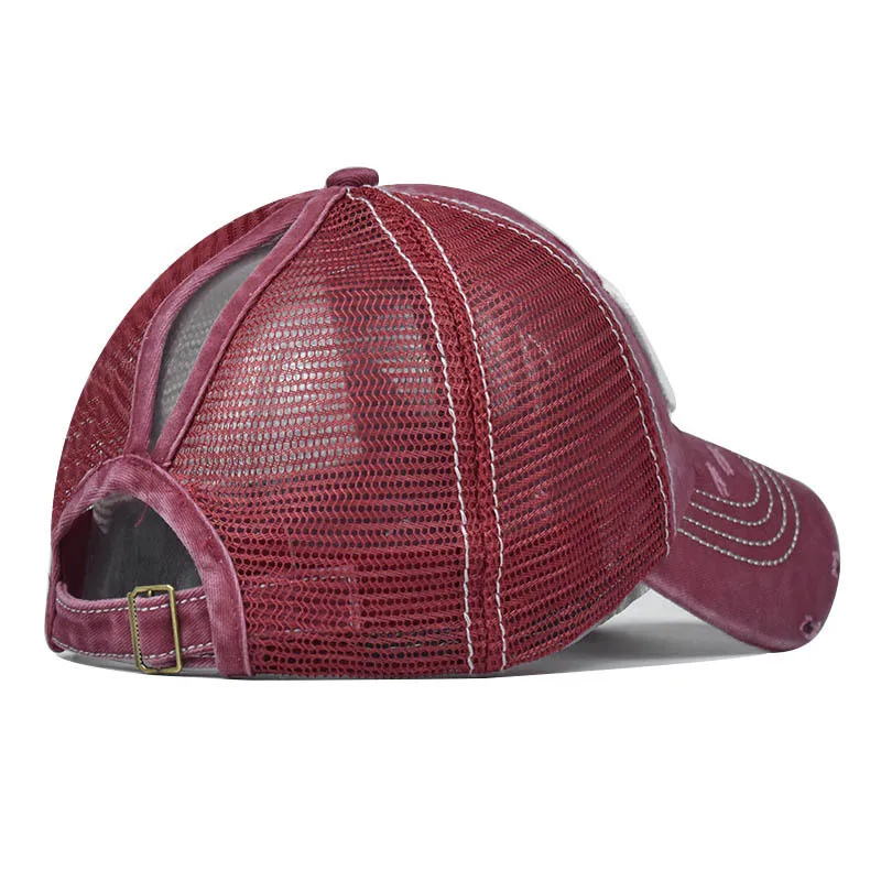 

Women's Ponytail Baseball Caps Adjustable Hip Hop Hat Breathable Mesh Snapback Hats Men Peaked Cap Fashion Sun Hat Gorras Caps