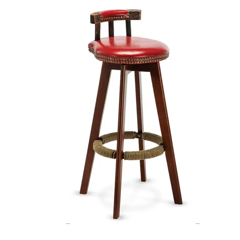 Скандинавская цельная древесина барный стул поворотный Ретро Творческих отдых