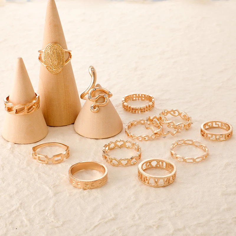 Богемные опаловые набор колец с кристаллами в форме капли звезды геометрические