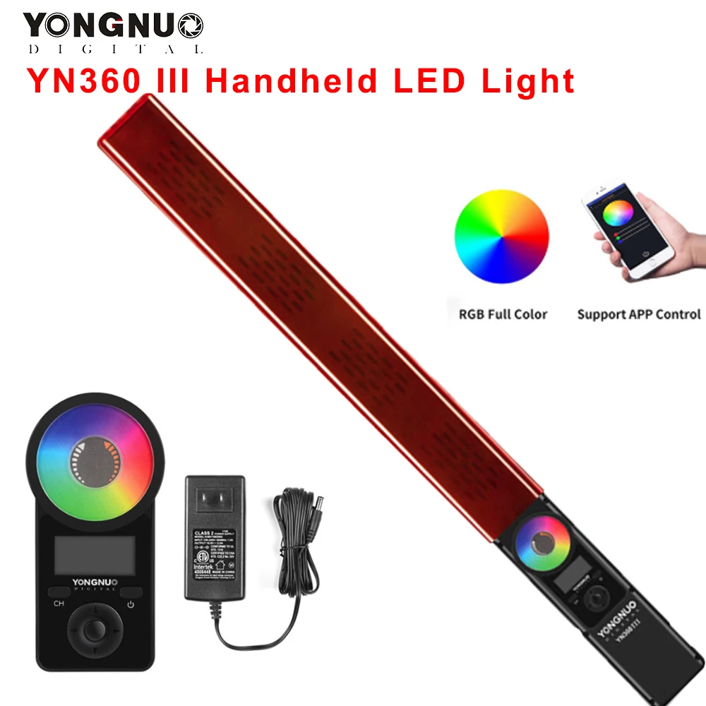 

YONGNUO YN360 III YN360III Handheld LED Video Light Touch Adjusting Bi-Colo 3200k-5500k RGB Color with Remote Control Lamp