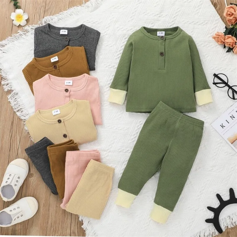 

Newborn Baby Sets Autumn Winter Long Sleeve O-neck Top and Pants Set for Kids Children Clothes