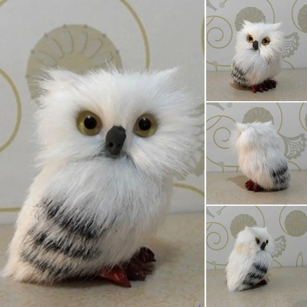 

US STOCK Simulation Snowy White Plush Hedwig Owl Toy Doll festival Gift Decor