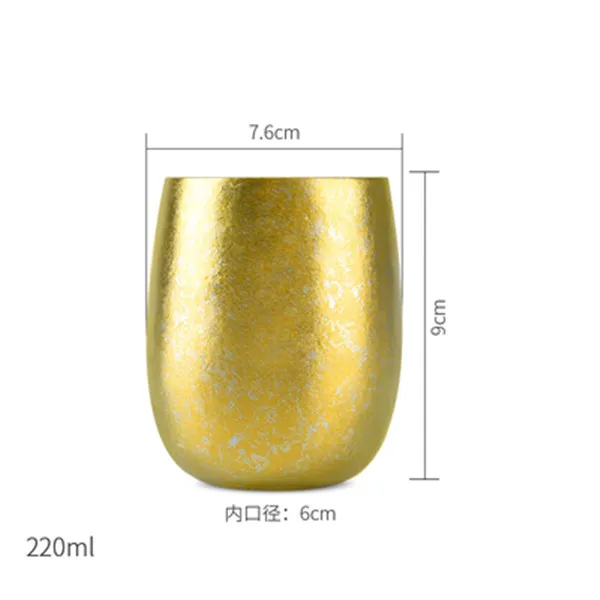 Golden TILIVING Pure titanium двухслойная анти-обжигающая вода чашка, кофейная чашка lovers простая чашка сок пивная кружка - Цвет: Golden