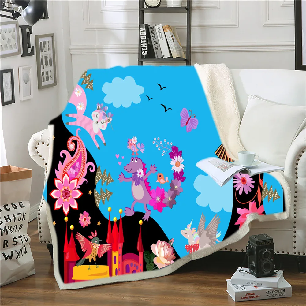 

Pink and Blue Woman Print Blanket Home Bedroom Sofa Blanket Plus Fleece Blanket Child Adult Warm Blanket