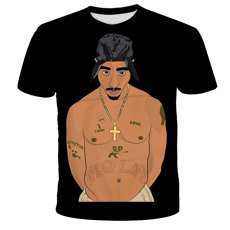 T5087 Новая летняя модная мужская и женская футболка Rapper 2pac Tupac 3d принт хип-хоп футболка s Повседневная крутая футболка для мужчин размера плюс 5XL - Цвет: T5087