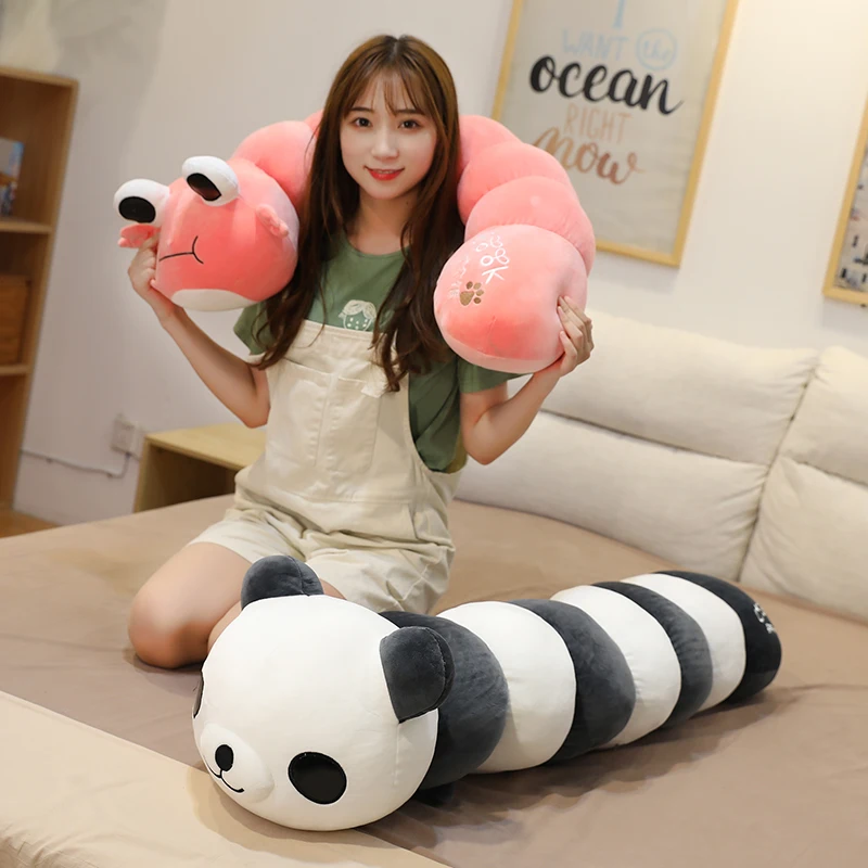

90/110/135cm Giant Plush Animals Toys Stuffed Panda Giraffe Crab Long Sleep Pillows Kids Doll Birthday Gift