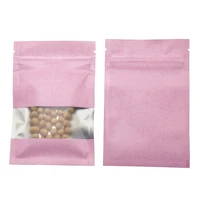 frosted pink aluminum foil package bags kitchen spice coffee sugar dried food storage pouch zip lock mylar foil bag with window