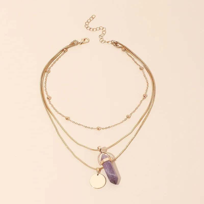 

Multi-layered pendant necklace for women fashion collarbone choker wholesale collares de acero inoxidable para mujer