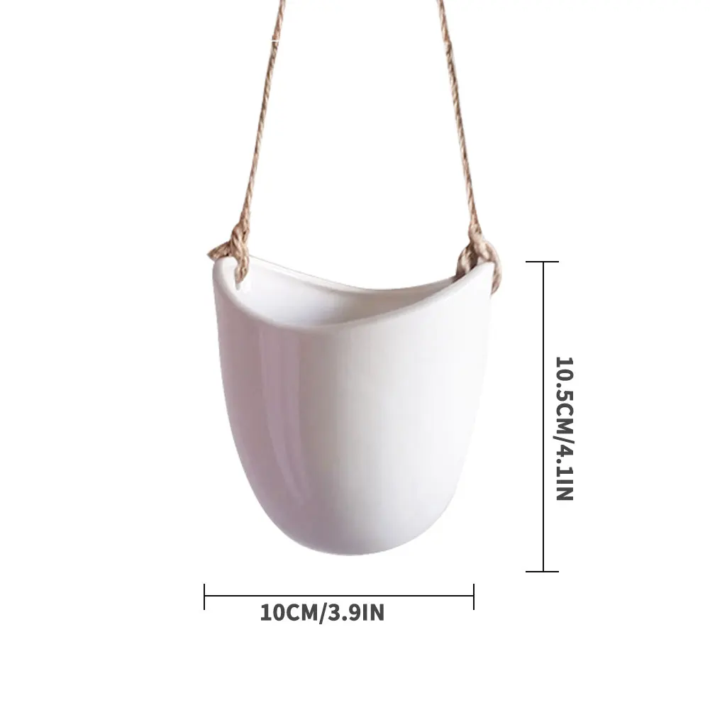 

3PCS Hanging Wall Planters Ceramic Air Plant Holder With Hemp Rope Without Bottom Hole Decorative Flowerpot For Succulent
