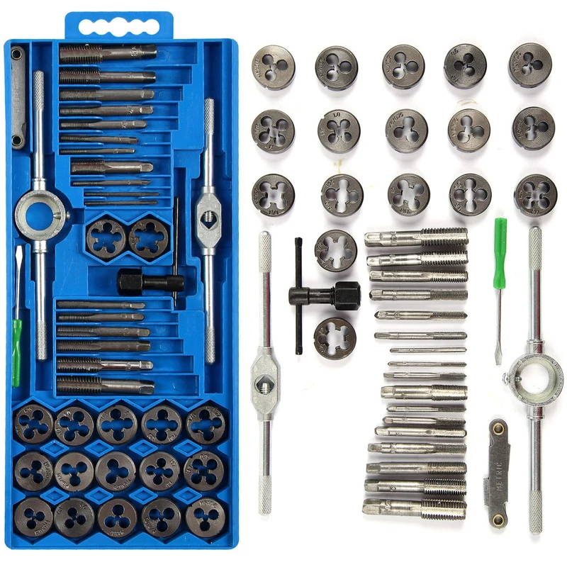 

Hot 40Pcs Metric Tap & Die Set Alloy Steel M3 M4 M5 M6 M8 M10 M12 Screw Thread Tap Screw Plugs Taps With Wrench Hand Tools Set