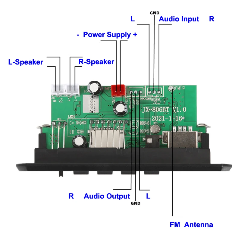 2*25 Вт Цифровой аудио декодер плата Bluetooth FM MP3-плеер Класс D стерео динамик сделай