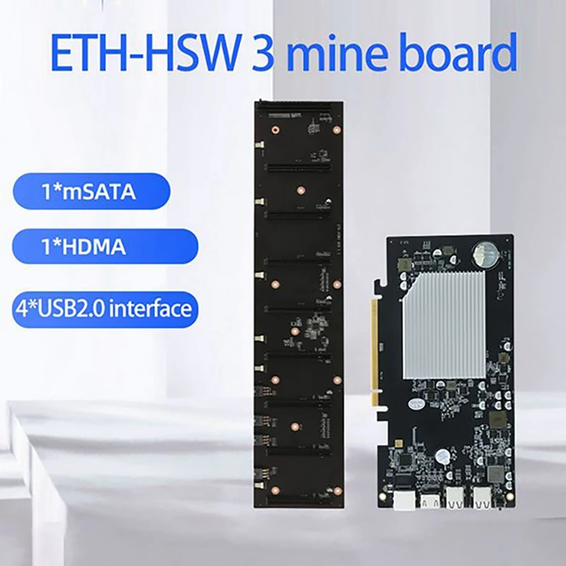 Оригинальная материнская плата для майнинга BTC 8xpcie X16 слот графической карты 67 мм