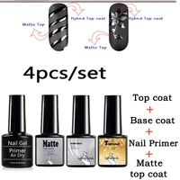 4pcsset top and base coat 8ml uv gel nail primer nail gel soak off no wipe primer gel long lasting nail primer gel varnishes