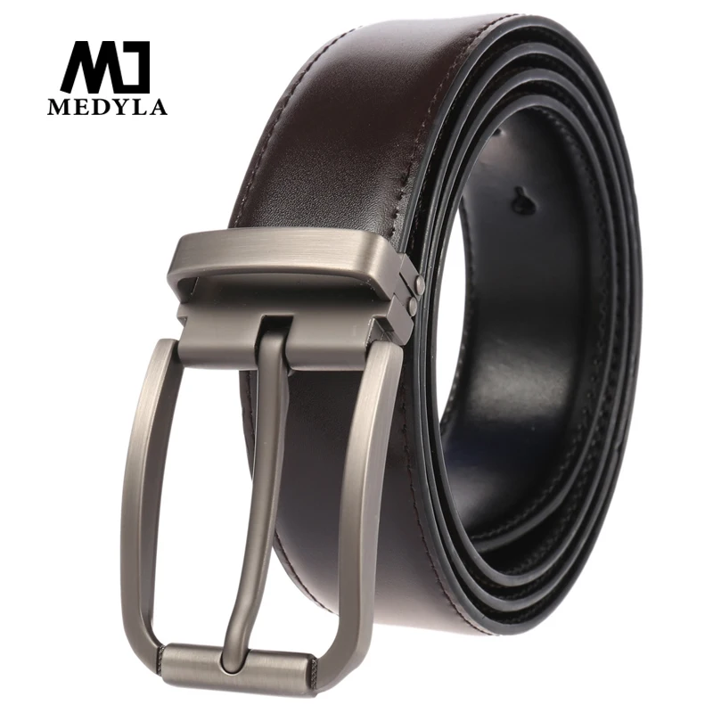 MEDYLA Cowskin Belt Men Accessories Cowboy Genuine Leather Belts For Men Vintage Pin Buckle Mens Belts Gift For Man LY3974