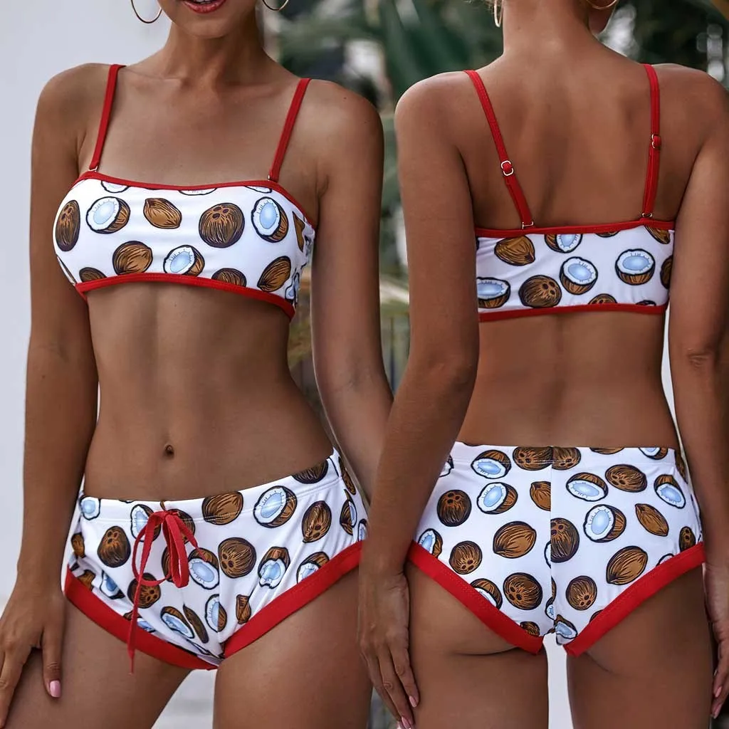 Женский комплект с принтом пуш ап бюстгальтер мягкими чашечками пляжный бикини