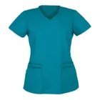 Блузка женская с коротким рукавом, топ с потертостями, Рабочая форма медсестры, карманная одежда для медсестер
