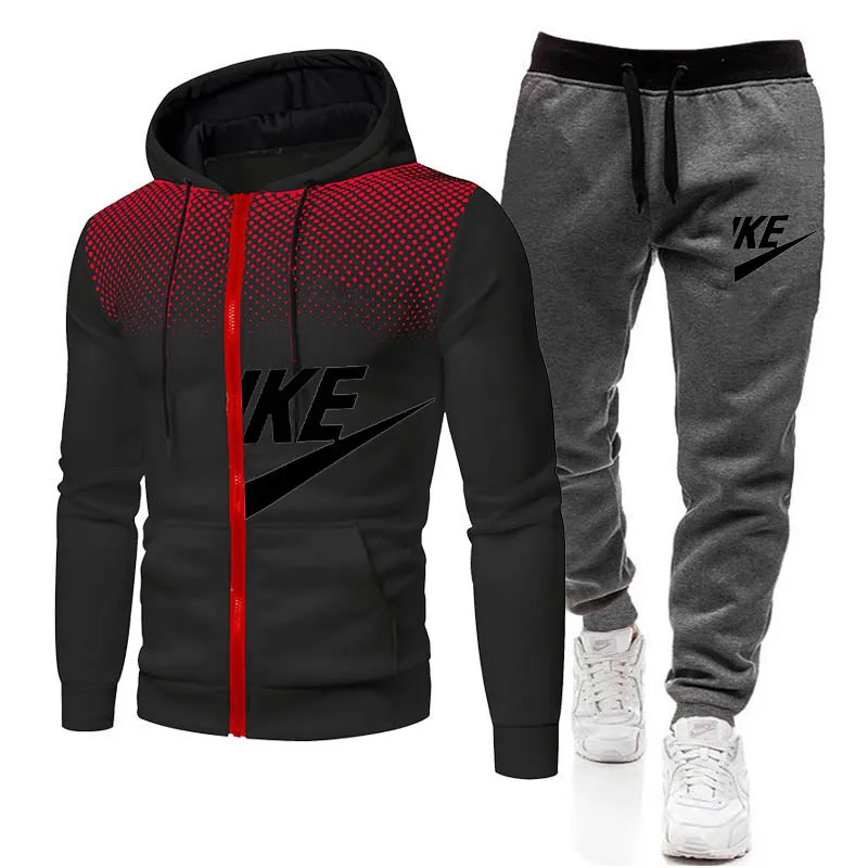 

2021 Tracksuit Men 2 Pieces Set Hoodie + sweatpants Male Solid Hooded Sweat Suit Casual Sportswear Free Shipping