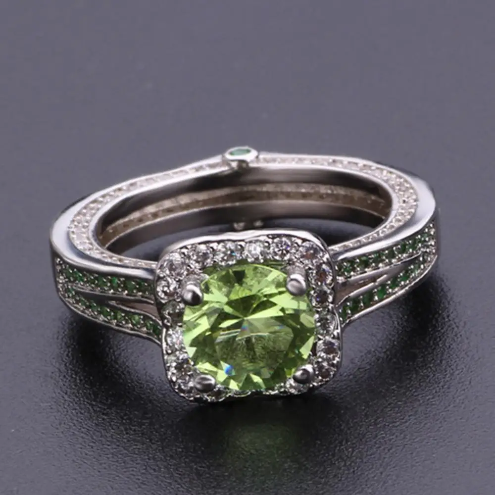 Women Ring Jewelry Gift Fashion Faux Peridot Topaz Inlaid Wedding Party Finger | Украшения и аксессуары