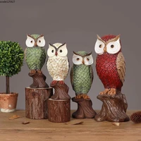 american retro resin owl sculpture crafts figurines cute animals living room bookcase decoration birthday gifts home decoration