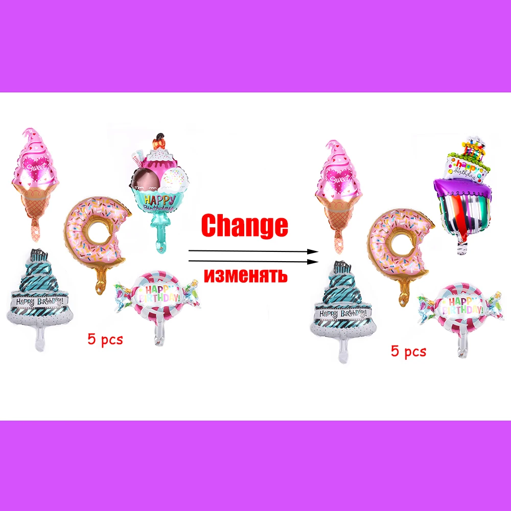 

Pink Donut Candy Ice Cream Foil Balloons Happy Birthday Baby Shower Decoration Balloons Lollipop Globos Sweet Boy Girl Kids Toys