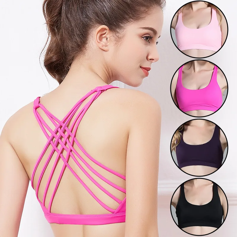 Сексуальный бюстгальтер для йоги женский спортивный с мягкими чашечками
