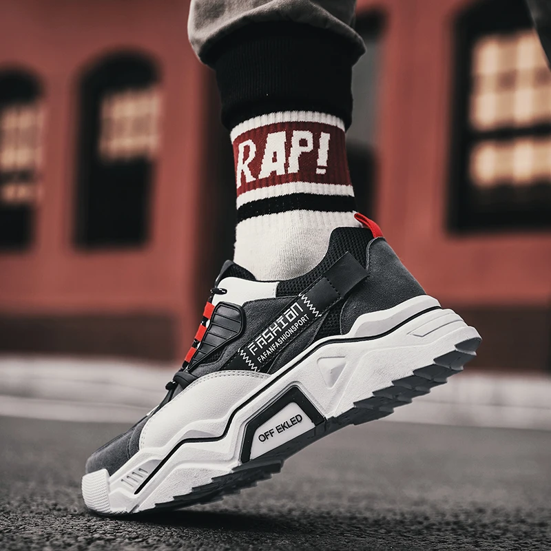 Мужские кроссовки уличная мода обувь для бега на толстой подошве Студенческая