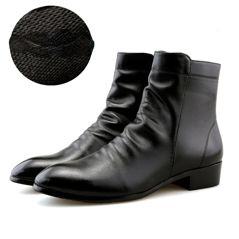 

D10Men's High Top Boots Men's Shoes Outdoor Leisure and Comfortable Wear-resistant Winter Lean Warm Young Men's Leather Boots