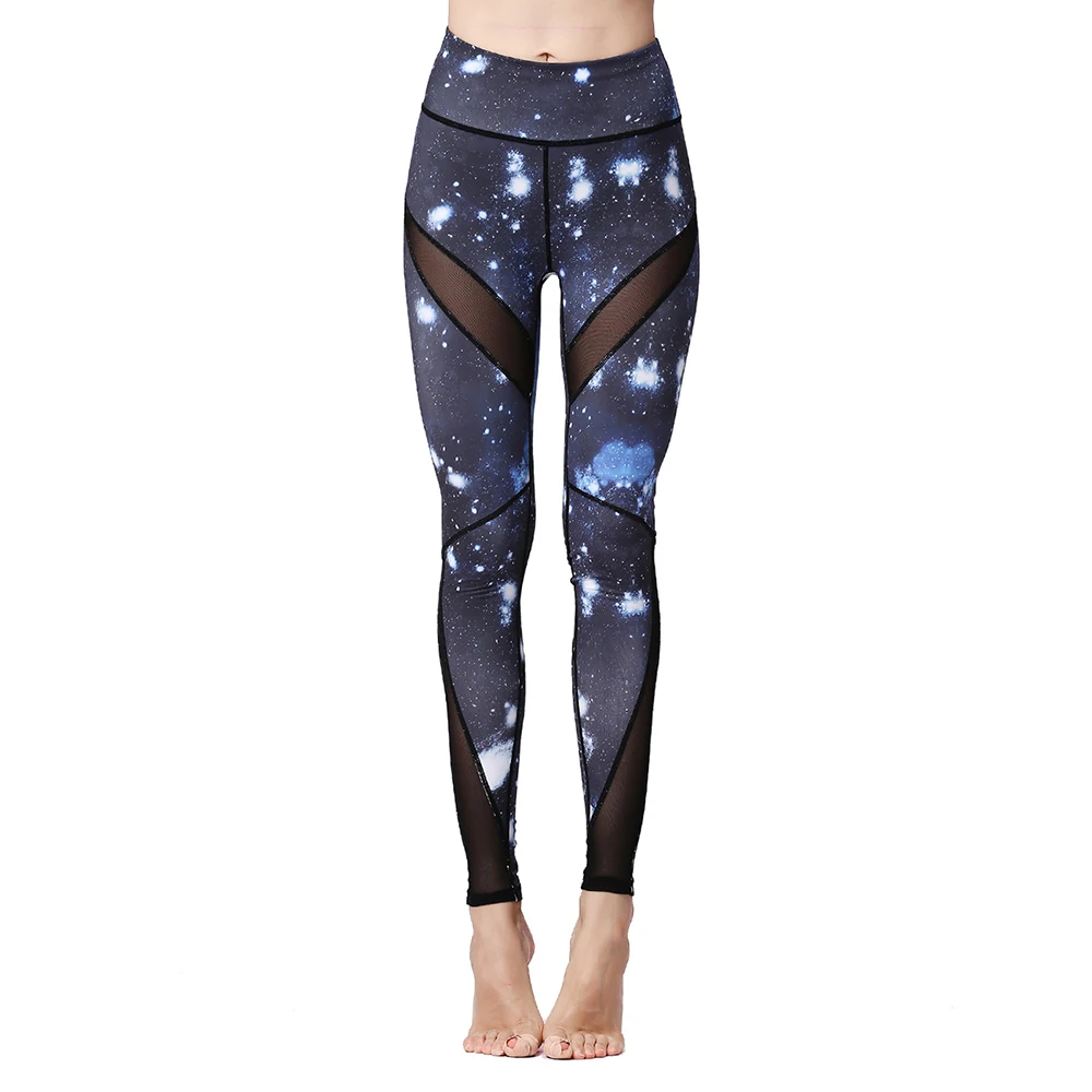 

Sexy Women Print Elastic Waist Patchwork Stretch Slim Legging Pant Quick Dry Fitness Yoga Gym Training Sports Tight Trouser