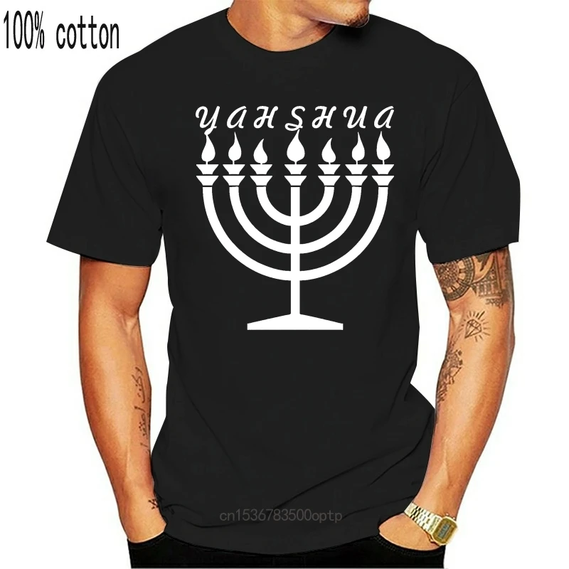 

New Hebrew Israelite Menorah T-shirt Yahweh Yahshua Torah Print Tee Men Short Sleeve Clothing TOP TEE Fashion Men T Shirt
