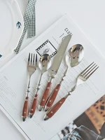 korea retro stainless steel dinnerware set royal cutlery set fruit forks ice cream spoons steak knife silverware dinner set 8pcs