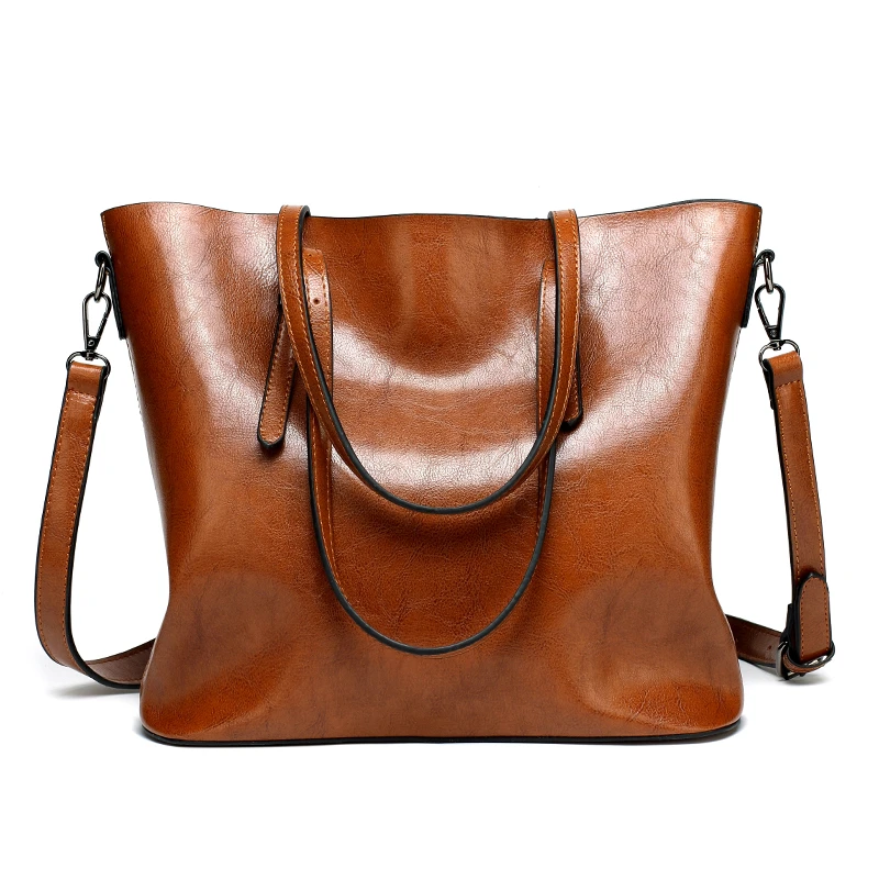 

DIDA BEAR Brand Women Leather Handbags Lady Large Tote Bag Female Pu Shoulder Bags Bolsas Femininas Sac A Main Brown Bucket Bag