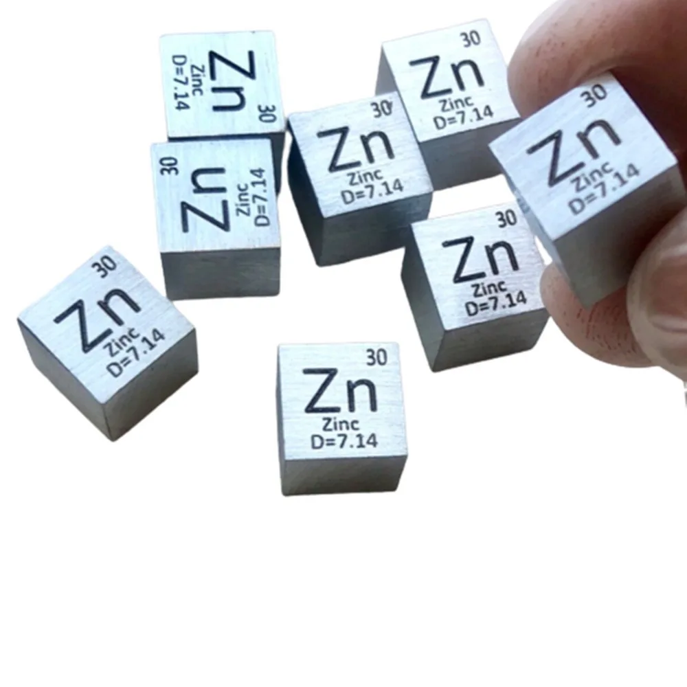 

Metal zinc periodic table cube side length 10mm Zn 99.99 zinc cubic element