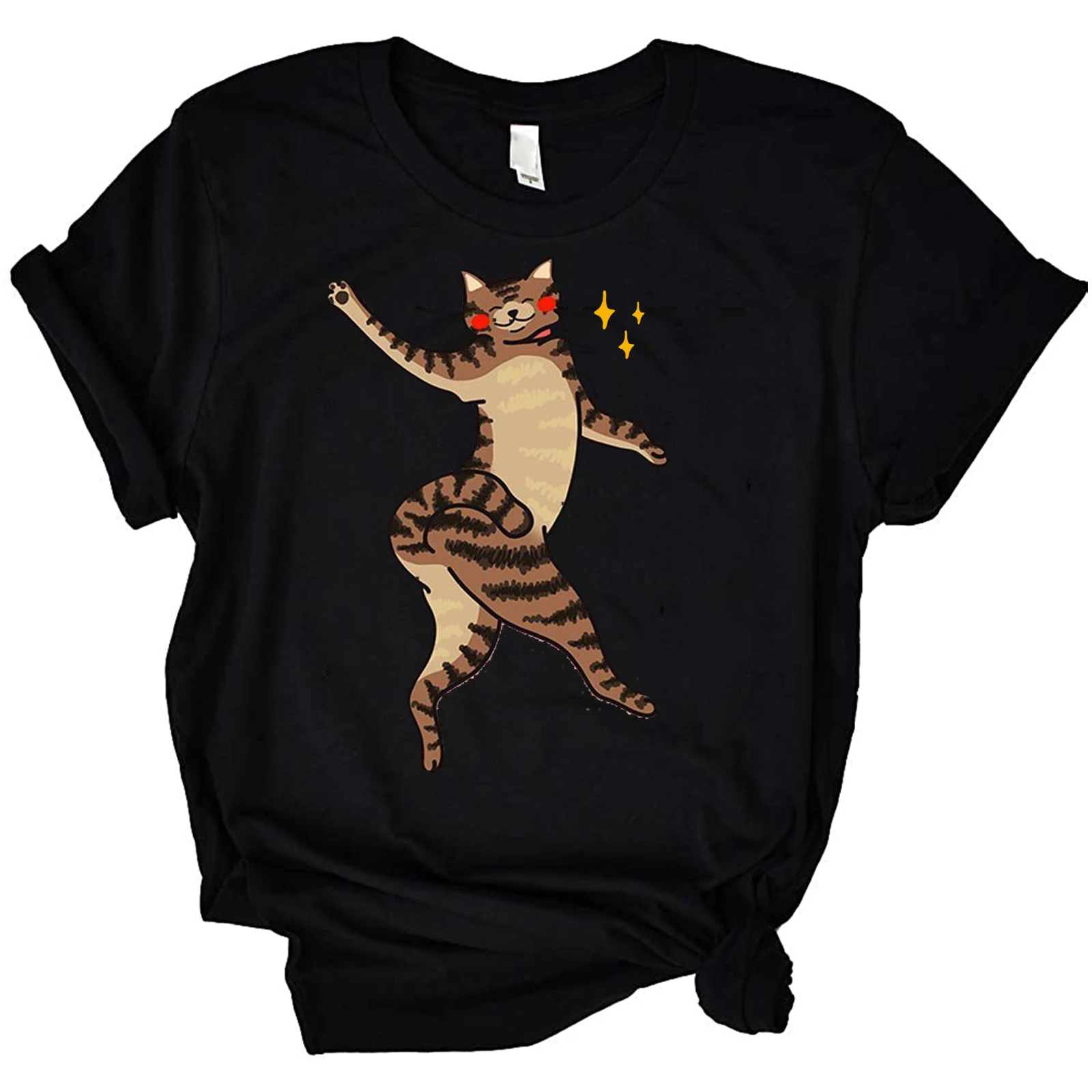 

Футболка женская с принтом кошки, милая Летняя Повседневная рубашка с коротким рукавом, свободного покроя, в стиле Харадзюку