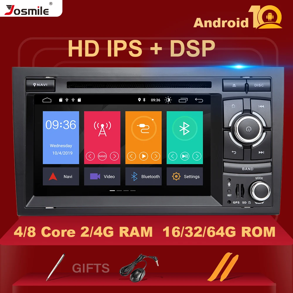 Автомагнитола 4 Гб 64 DSP 2 Din Android 10 GPS автомобильный DVD плеер для Audi A4 B8 S4 B6 B7 RS4 8E 8H B9Seat