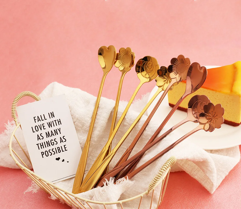 Ложка Sakura креативная ложка для льда из нержавеющей стали длинная кофейная кружка